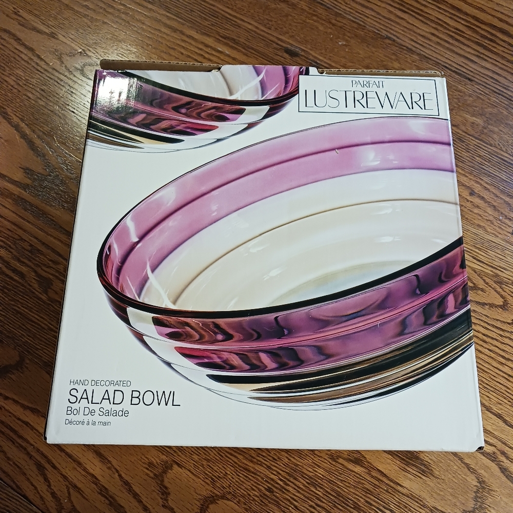 Colony Vintage 2 Tone Parfait Lustreware Large Salad Bowl Still In Box